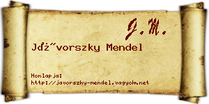 Jávorszky Mendel névjegykártya